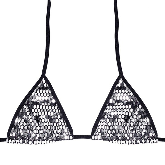 shopbglittz Tops - Festival disco silver triangle top(NEVER WORN)